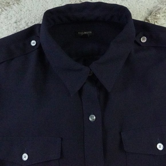 COPY - Talbots Midi Shirt Dress Womens 16 Blue Work Office Attire - Picture 4 of 13